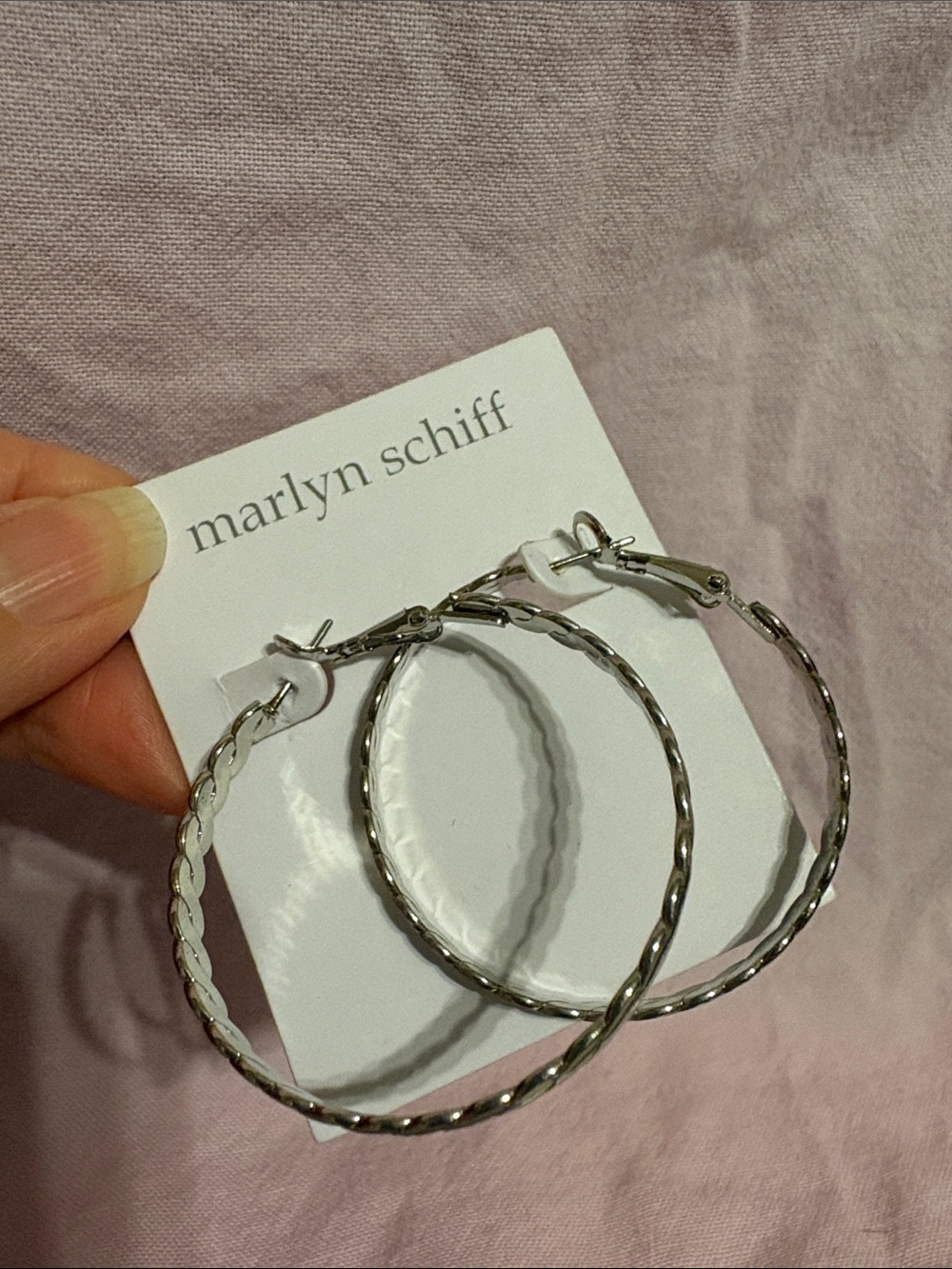 Marlyn Schiff Silver Twisted Hoop Earrings